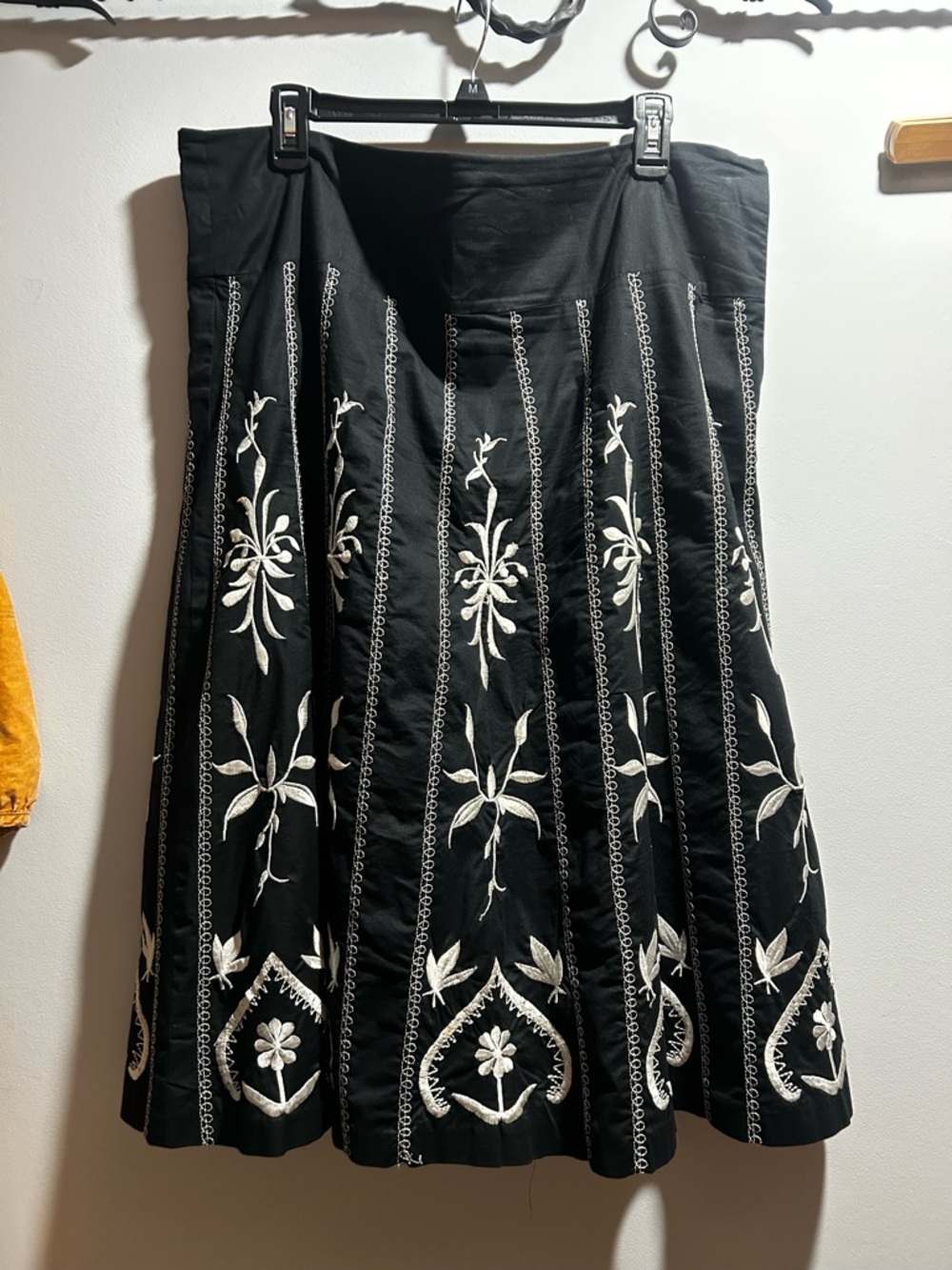 Dialogue Black Skirt with White Embroidered Detail